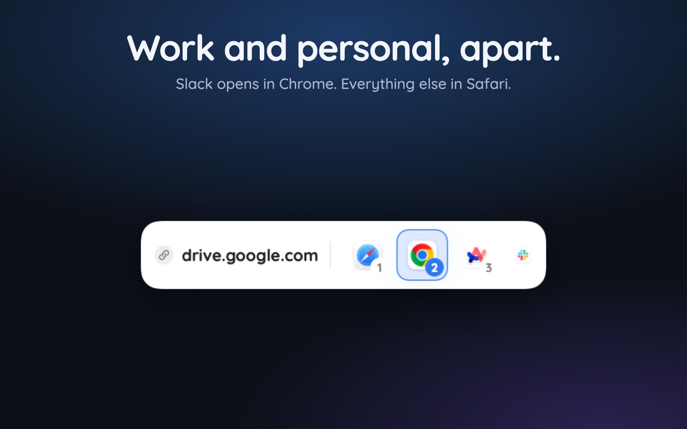 A small menu of browser icons floating beneath a mouse cursor, waiting for a destination to be chosen